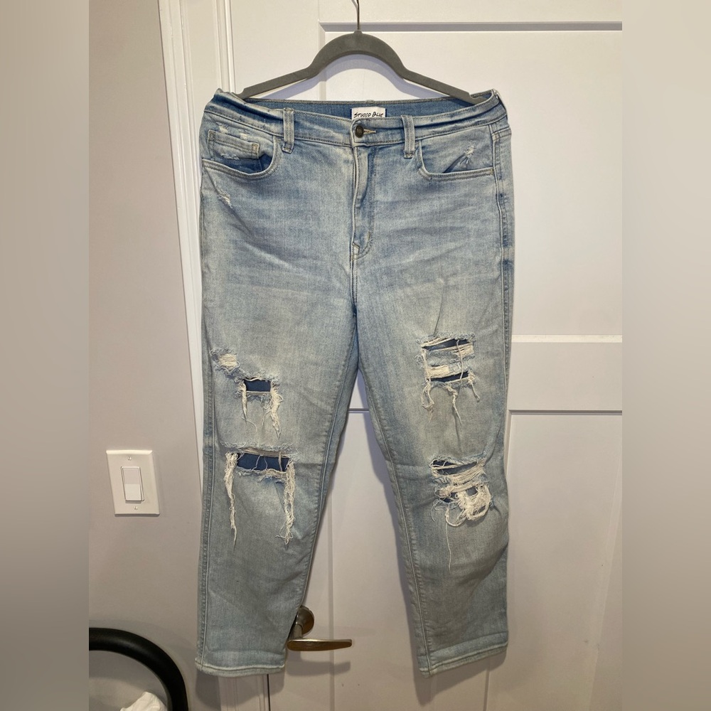 Studio Blue Light Blue Distressed Boyfriend Jeans